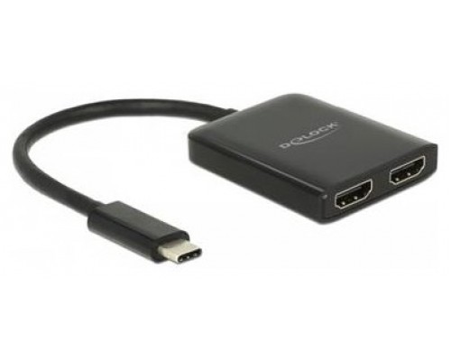 Delock Divisor USB Type-C>2 x salida HDMI 4K Negro