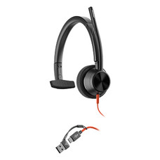 HP Poly Auriculares monoaurales Poly Blackwire 3315 USB-C + Conector de 3,5 mm + Adaptador USB-C/A (Espera 4 dias)