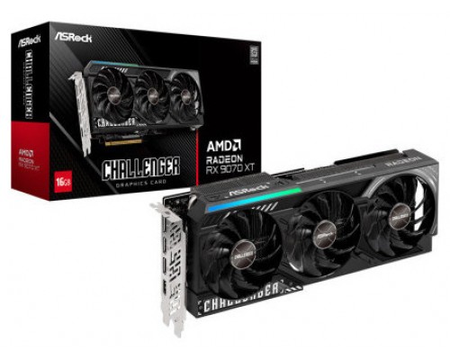 VGA ASROCK RX 9070 XT CHALLENGER,AMD,RX9070XT,16GB,GDDR6,256BIT,1HDMI+3DP (RX9070XT CL 16G) (Espera 4 dias)