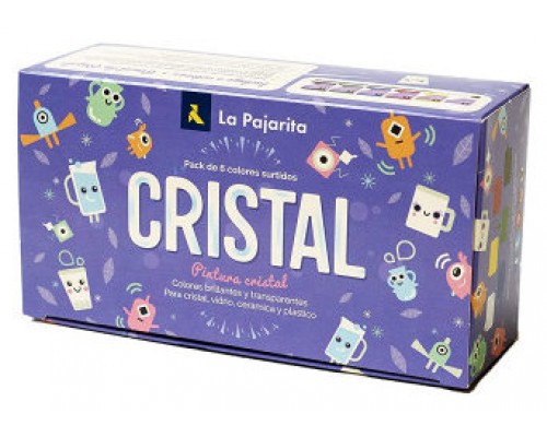 KIT PINTURA PARA CRISTAL + PINCEL 6 COLORES SURTIDOS LA PAJARITA 999994 (Espera 4 dias)