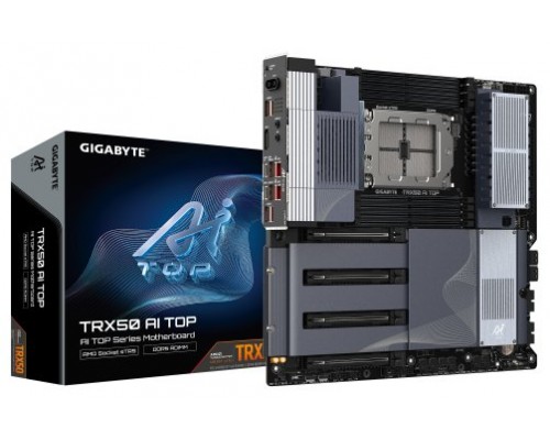 GIGABYTE TRX50 AI TOP-2B Placa Base – Procesadores AMD Ryzen Threadripper PRO 7000, VRM digital de 16+8+4 fases, hasta 5200 MHz DDR5, 4 x M.2 PCIe 5.0, Wi-Fi 7, LAN 10 GbE, USB 4 (Espera 4 dias)