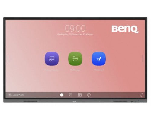 BenQ RE7503 Panel plano interactivo 190,5 cm (75") LED 400 cd / m² 4K Ultra HD Negro Pantalla táctil Procesador incorporado Android 11 18/7 (Espera 4 dias)