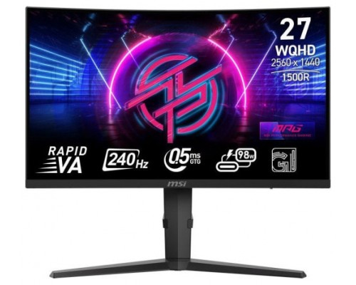 MSI MONITOR MPG 275CQRXF. 27" RAPID VA CURVO 1500R. 2560X1440 . 240HZ. NEGRO (Espera 4 dias)