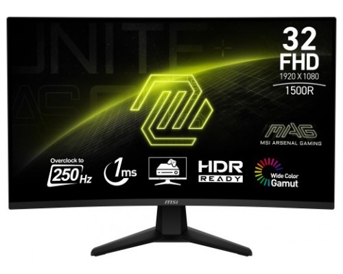 MSI MAG 32C6X pantalla para PC 80 cm (31.5") 1920 x 1080 Pixeles Full HD Negro (Espera 4 dias)