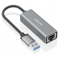 AISENS - CONVERSOR USB 3.0 A ETHERNET GIGABIT 10/100/1000 MBPS, GRIS, 15CM