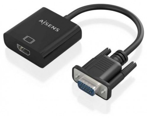 AISENS - CABLE CONVERSOR SVGA+AUDIO A HDMI, SVGA/M+JACK 3.5/H+USB MicroB/H-HDMI A/H, NEGRO, 20CM