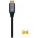 CABLE HDMI V2.1 8K 60HZ 48GBPS AM-AM GRIS NEGRO 1.5M