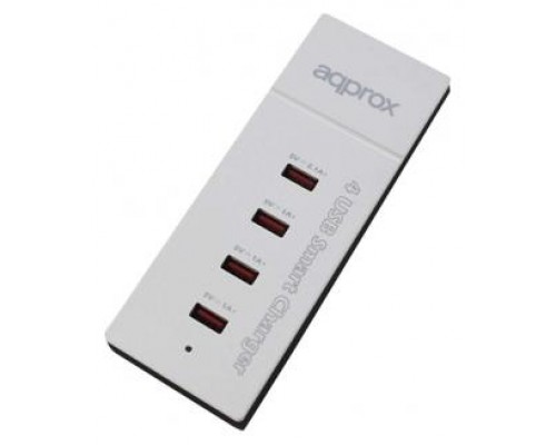 CARGADOR VIAJE/PARED 4 PUERTOS USB 1x2A + 3x1A BLANCO APPROX (Espera 4 dias)