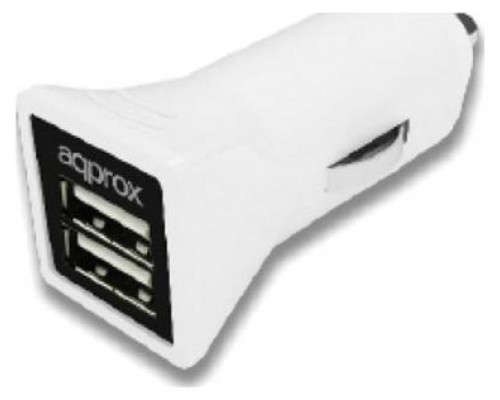 CARGADOR USB DUAL PARA COCHE 3.1A BLANCO APPROX (Espera 4 dias)