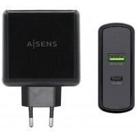 AISENS - CARGADOR 48W 1xUSB-C PD3.0 30W 1xUSB-A QC3.0 18W NEGRO