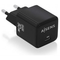 AISENS - CARGADOR GaN 30W, 1xUSB-C PD3.0 QC4.0, NEGRO