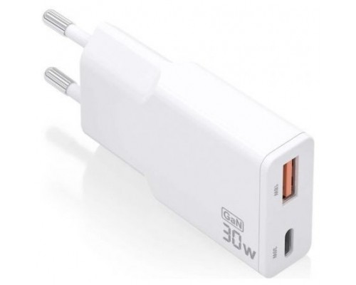 CARGADOR AISENS GAN ULTRA DELGADO 30W USB-C PD3.0 QC4.0 USB-A QC3.0