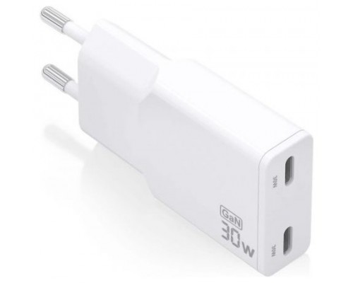 CARGADOR AISENS GAN ULTRA DELGADO 30W 2XUSB-C PD3.0 QC4.0 BLANCO