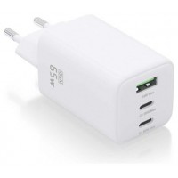 AISENS - CARGADOR GaN 65W, 2xUSB-C PD3.0 QC4.0, 1xUSB-A QC3.0, BLANCO