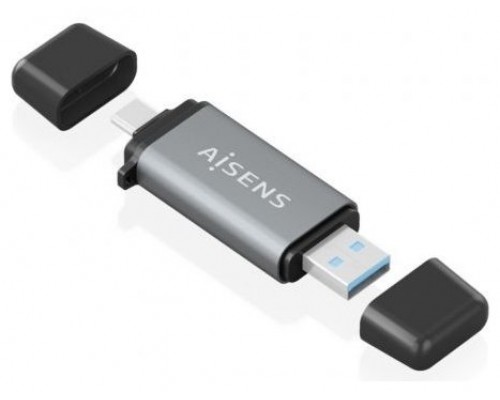AISENS - LECTOR DE TARJETAS SD, Micro SD, MMC, RS-MMC, MMC Micro, USB-A Y USB-C, GRIS