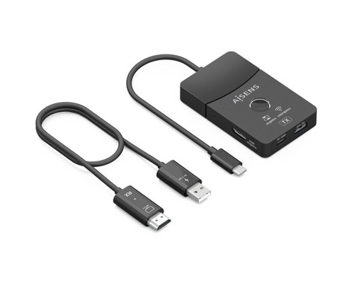AISENS - DOCKING USB-C A HDMI 1080P@60Hz (INALAMBRICO) 30M, 1xHDMI 4K60HZ (Cable) 2xUSB-C 1xUSB-A 1xUSB-C PD 100W, NEGRO