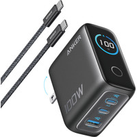 CARGADOR DE PARED ANKER 100W 3 PUERTOS CON PANTALLA INTELIGENTE NEGRO CARGADOR DE PARED ANKER 100W 3 PUERTOS CON PANTALLA INTELIGENTE NEGRO