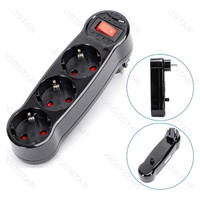 ENCHUFE DE CONVERSION ALEMAN 1 A 3 16A CON INTERRUPTOR NEGRO AIGOSTAR (Espera 4 dias)