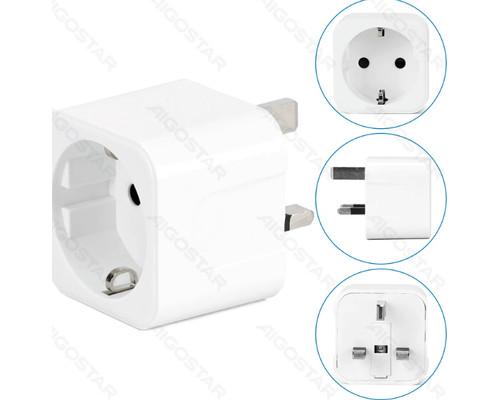 ENCHUFE DE PARED UNIVERSAL ALEMANIA A GRAN BRETA&Ntilde;A BLANCO AIGOSTAR (Espera 4 dias)