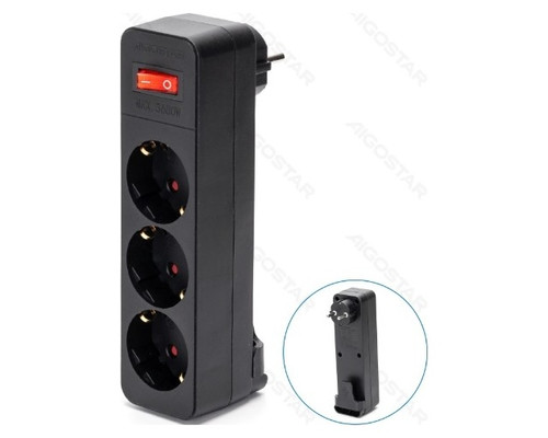 ENCHUFE DE CONVERSION ALEMAN 1 A 3 16A CON INTERRUPTOR NEGRO AIGOSTAR (Espera 4 dias)