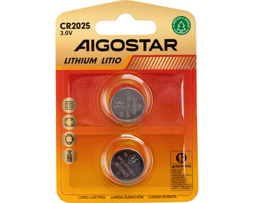 PILA DE BOTON CR2025 3V 2 UDS AIGOSTAR (Espera 4 dias)
