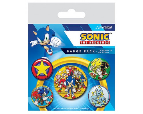 SET DE CHAPAS (5 UNIDADES)  SONIC THE HEDGEHOG (SPEED TEAM) MEDIDAS: 1 X 3,8 CM/ 4 X 2,5CM PYRAMID BP80804 (Espera 4 dias)