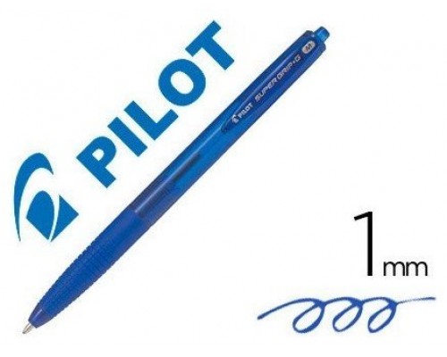 Pilot Super Grip G Azul Bolígrafo de punta retráctil con pulsador Medio (MIN12) (Espera 4 dias)