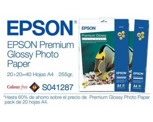 Epson Papel Premium Glossy Photo 255g, 20 Hojas de A4