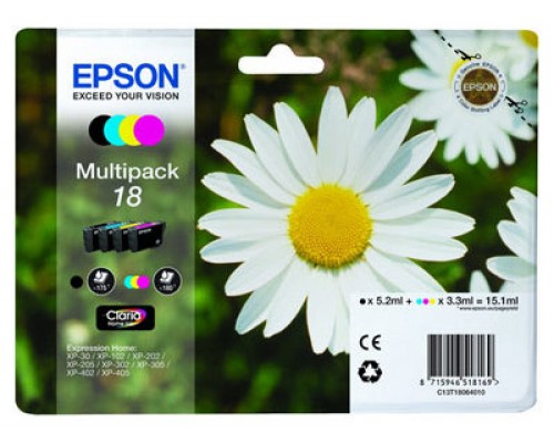 Epson Expression Home XP-102/205/305/405 MultiPack 4 Cartuchos (KCMY)(Radiofrecuencia)