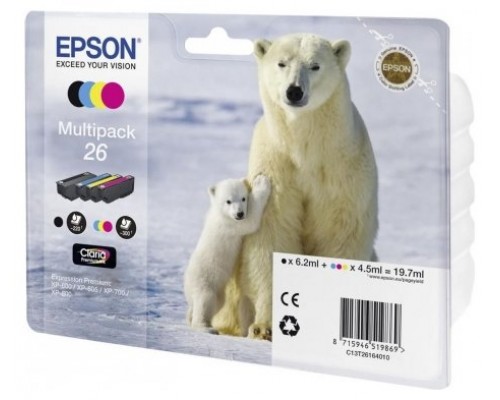 Epson Claria Premium Cartucho 26 Multipack 4 colores (Blister + Alarma acustico/Radiofrecuencia)