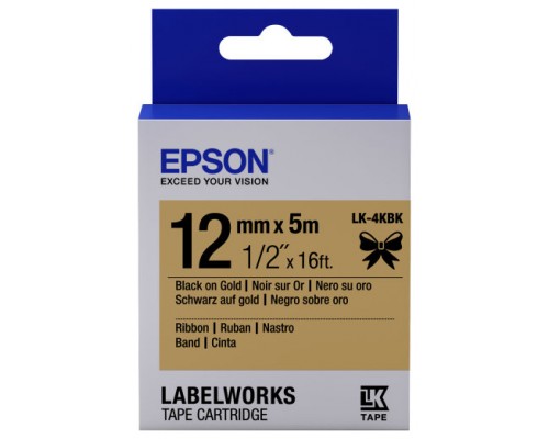 EPSON Cartucho de etiquetas de cinta satinada LK-4KBK negro/oro de 12 mm (5 m)
