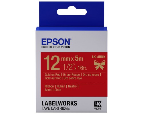 EPSON Cartucho de etiquetas de cinta satinada LK-4RKK oro/rojo de 12 mm (5 m)