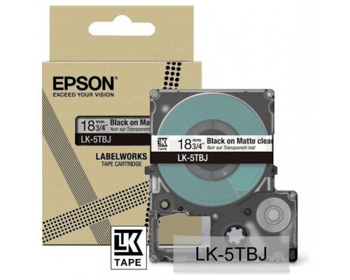 EPSON Cartucho de etiquetas Matte Tape   Clear/Black 18mm(8m)   LK-5TBJ