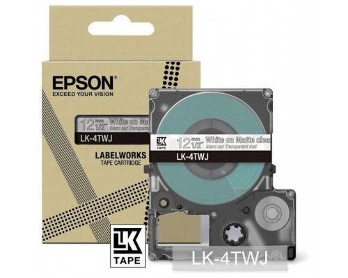 EPSON Cartucho de etiquetas Matte Tape   Clear/White 12mm(8m)   LK-4TWJ