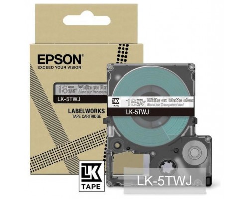 EPSON Cartucho de etiquetas Matte Tape   Clear/White 18mm(8m)   LK-5TWJ