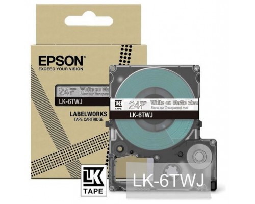 EPSON Cartucho de etiquetas Matte Tape   Clear/White 24mm(8m)   LK-6TWJ