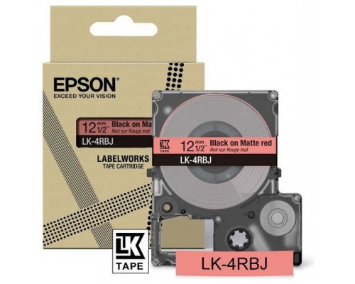 EPSON Cartucho de etiquetas Matte Tape   Red/Black 12mm(8m)   LK-4RBJ