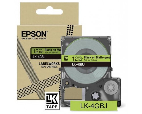 EPSON Cartucho de etiquetas Matte Tape   Green/Black 12mm(8m)   LK-4GBJ