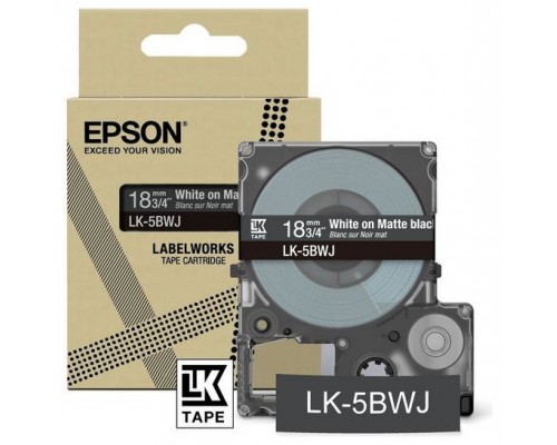 EPSON Cartucho de etiquetas Matte Tape   Black/White 18mm(8m)   LK-5BWJ