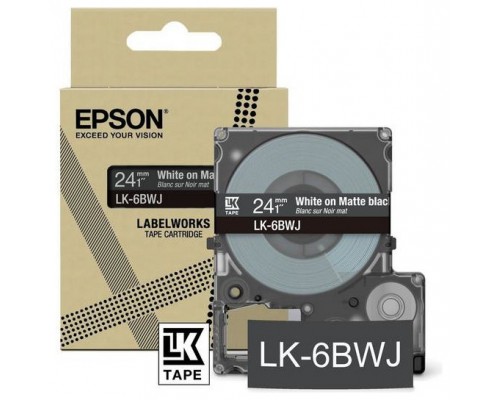 EPSON Cartucho de etiquetas Matte Tape   Black/White 24mm(8m)   LK-6BWJ