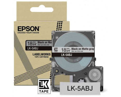 EPSON Cartucho de etiquetas Matte Tape   Grey/Black 18mm(8m)   LK-5ABJ