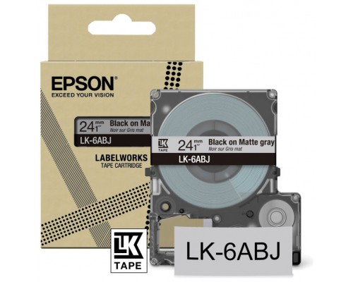 EPSON Cartucho de etiquetas Matte Tape   Grey/Black 24mm(8m)   LK-6ABJ