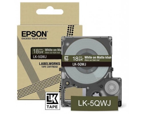 EPSON Cartucho de etiquetas Matte Tape   Khaki/White 18mm(8m)   LK-5QWJ
