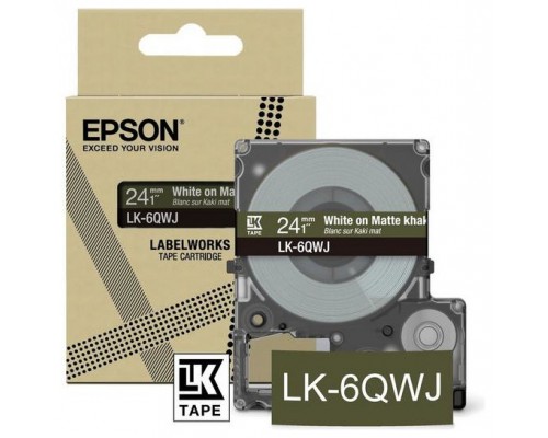 EPSON Cartucho de etiquetas Matte Tape   Khaki/White 24mm(8m)   LK-6QWJ
