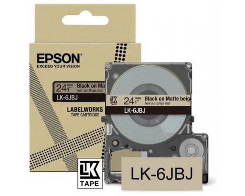 EPSON Cartucho de etiquetas Matte Tape   Beige/Black 24mm(8m)   LK-6JBJ