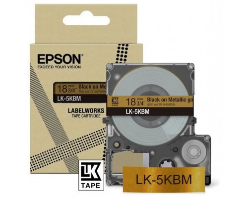 EPSON Cartucho de etiquetas Metallic Tape   Gold/Black 18mm(9m)   LK-5KBM