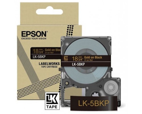 EPSON Cartucho de etiquetas Metallic Tape   Black/Gold 18mm(9m)   LK-5BKP