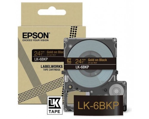 EPSON Cartucho de etiquetas Metallic Tape   Black/Gold 24mm(9m)   LK-6BKP