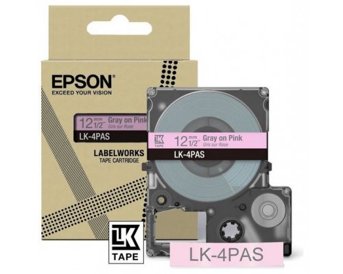 EPSON Cartucho de etiquetas Colour Tape   Pink/Grey 12mm(8m)   LK-4PAS