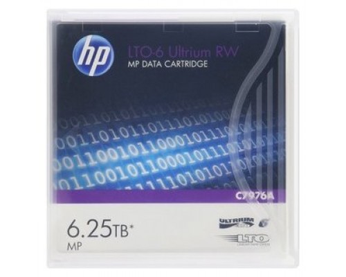 HP cartucho de datos DC Ultrium LTO-6 (MP) etiquetado 2,5TB/6,25TB (Pedir en Pack 20 ud)